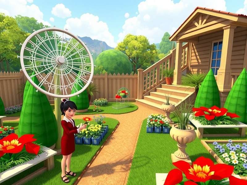 Gardenscapes PC वर्शन स्क्रीनशॉट - बगीचे का खूबसूरत दृश्य