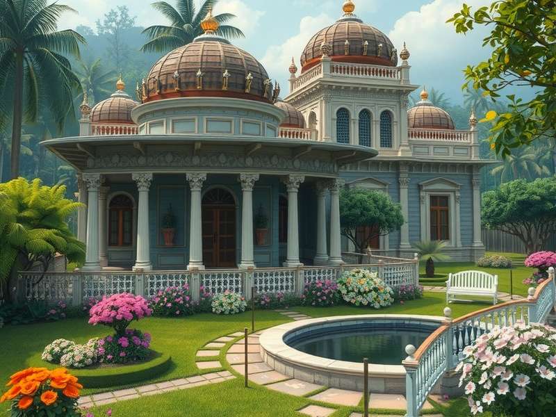 Gardenscapes गेम के विभिन्न क्षेत्रों का दृश्य