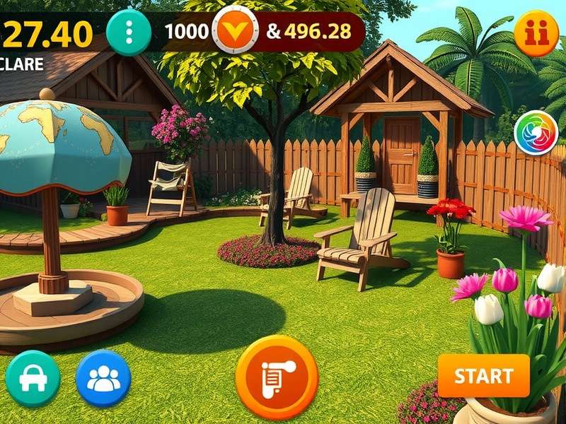 Gardenscapes Facebook Game का गार्डन व्यू