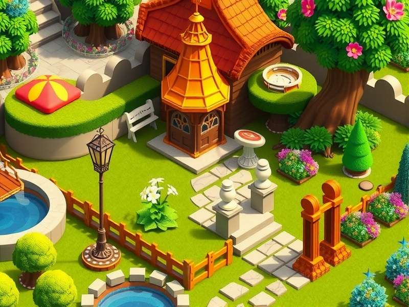 Gardenscapes Gameplay showing power-ups and garden design