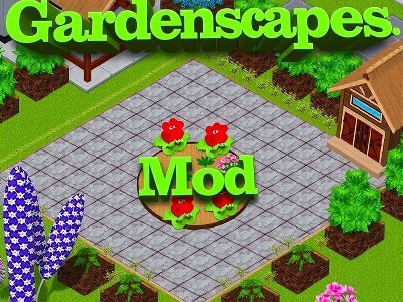 Screenshot of Gardenscapes Mod running on a Windows PC with unlimited stars interface visible