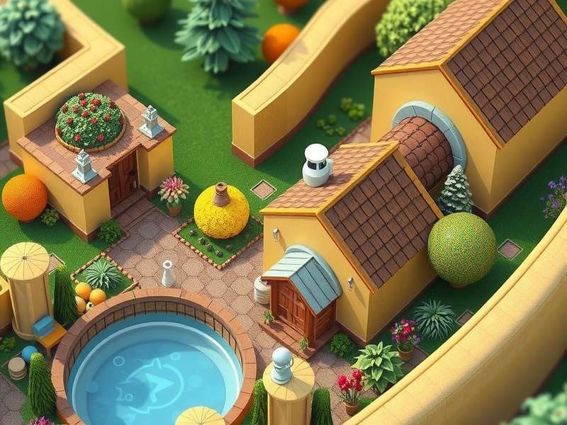 A vibrant virtual garden created in Gardenscapes with modded decorations