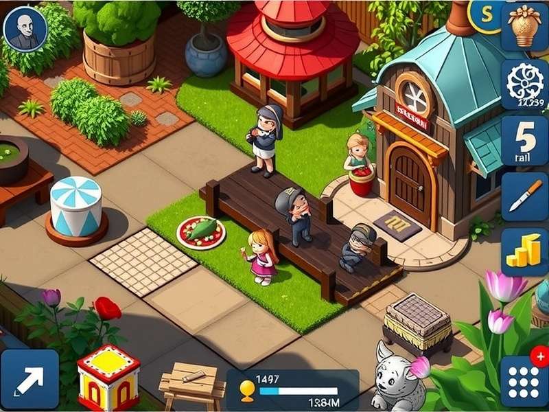 Beautiful garden landscape similar to Gardenscapes game design