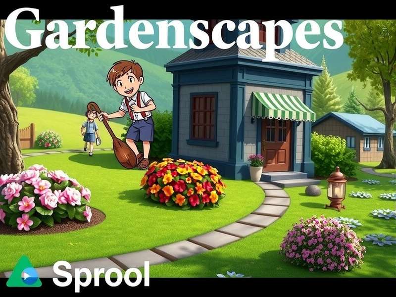 Beautiful garden landscape from Gardenscapes game on mobile device