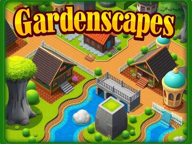 Gardenscapes gameplay on PC showing beautiful garden design and match-3 puzzle