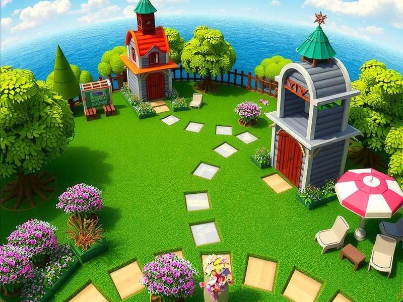 Gardenscapes game interface showing colorful match-3 gameplay and garden decoration