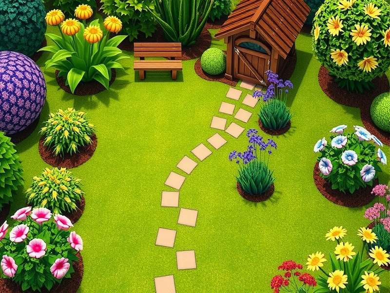 Gardenscapes gameplay screenshot showing match-3 puzzles and garden restoration