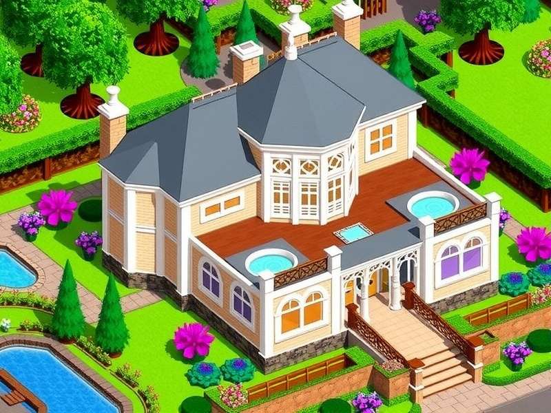 Gardenscapes Mansion Makeover – grand entrance hall with chandelier and floral arrangements