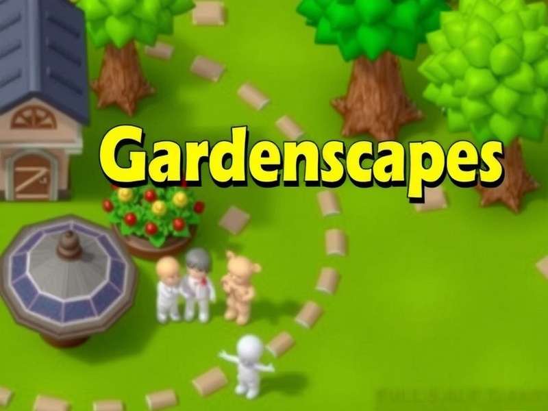 Gardenscapes game free full version gameplay showing a beautiful garden restoration scene with colourful flowers and match-3 elements