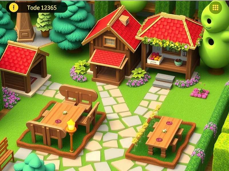 Gardenscapes free to play garden scene with colourful flowers and a cosy house