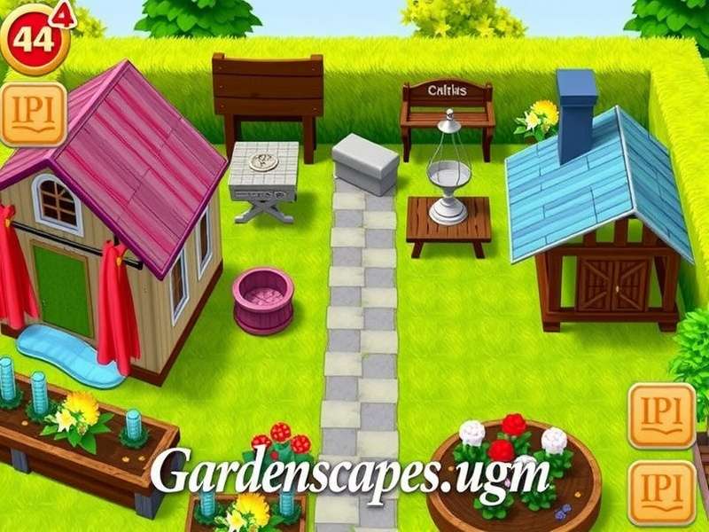 Gardenscapes game lush garden with puzzle elements and colorful flowers