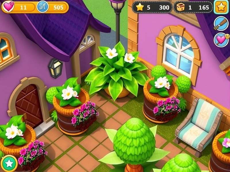 Gardenscapes game scene with beautiful garden, flowers, and characters – Free Cheats To Gardenscapes