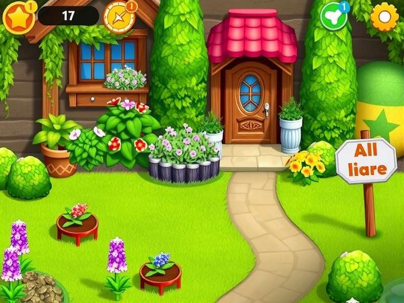 Gardenscapes Level 57 – Blue Terrace challenge with 35 moves and 10,000 points target