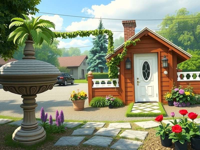 Gardenscapes Game 2025 garden paradise screenshot with flowers and decorations
